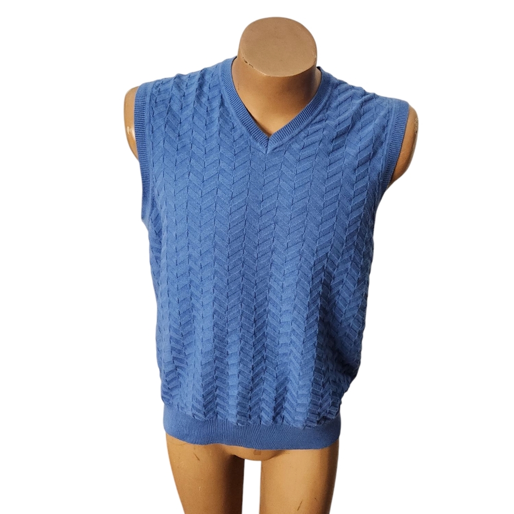 Vintage Alan Flusser Blue Men's Golf Sweater Size XL